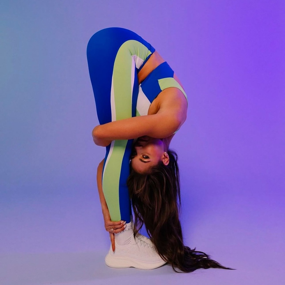 Cleo Harper Arc Leggings Electric Canyon Vibrant Blue, Green & White Activewear